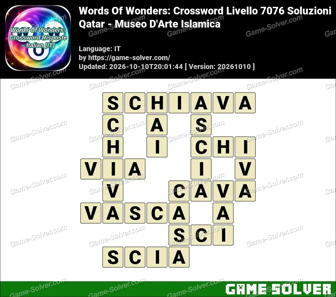 Words Of Wonders: Crossword Livello 7076 Soluzioni – Qatar – Museo D’Arte Islamica